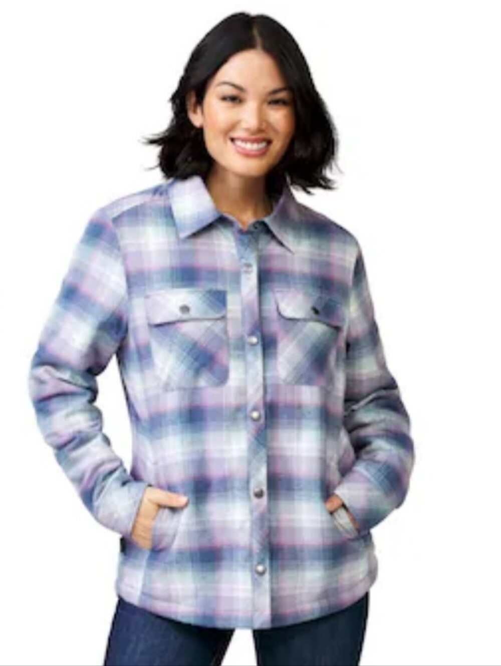 Free Country Koshi Adirondack Flannel Shirt Jacket Stormy Plaid Size Small